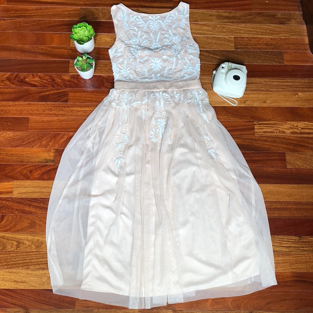 Maya embellished midi dress with double bow